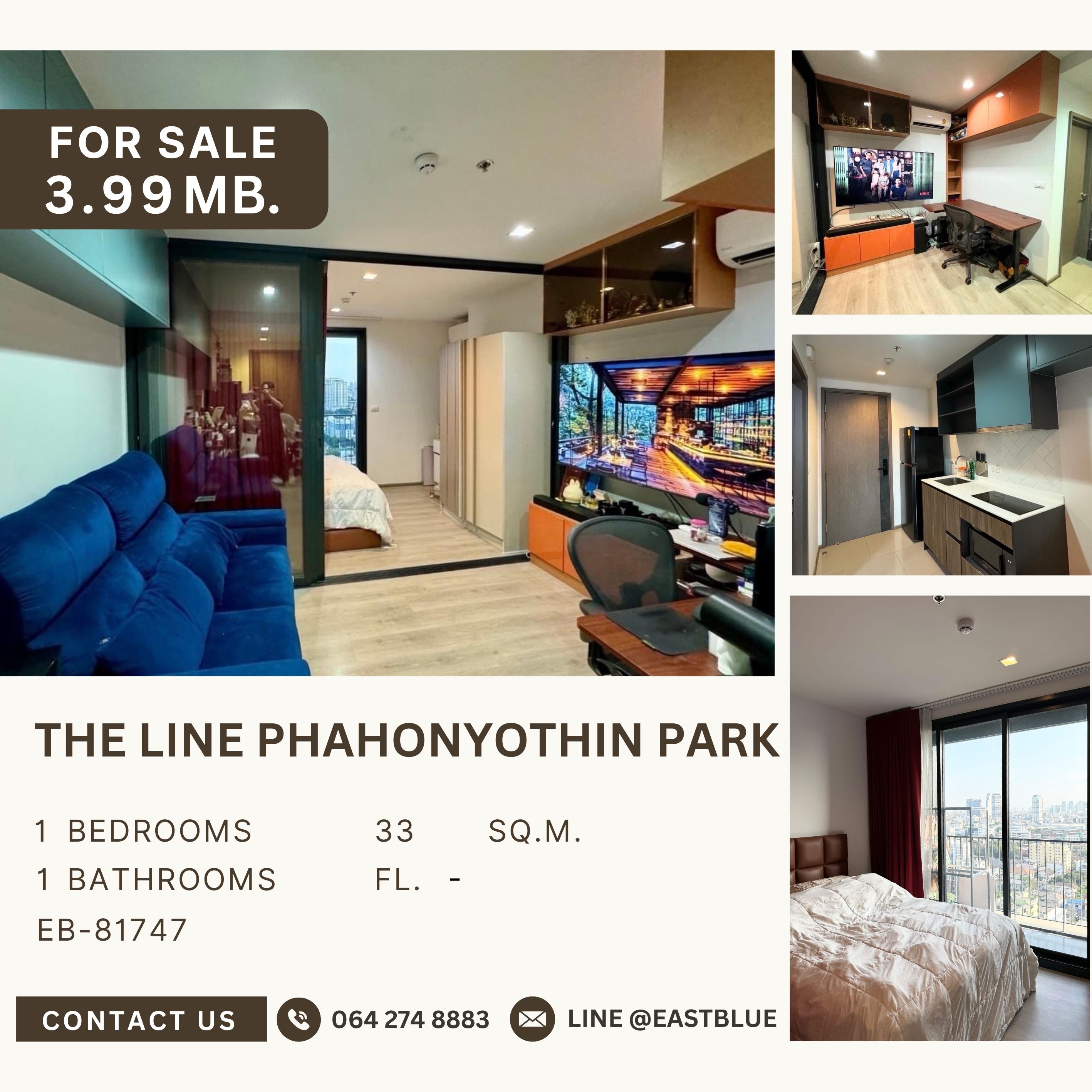 ขายคอนโดลาดพร้าว เซ็นทรัลลาดพร้าว : The Line Phahonyothin Park ห้องสวย สภาพดี ทิศใต้ วิวเมือง เจ้าของอยู่เอง ไม่เคยปล่อยเช่า ราคาดีมาก พร้อมเข้าอยู่แล้ววันนี้