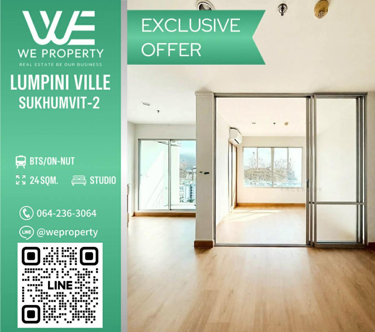 For SaleCondoOnnut, Udomsuk : Corner room with beautiful view, fully furnished⭐Lumpini Ville Sukhumvit 77 Phase 2 (Lumpini Ville Sukhumvit 77 Phase 2)