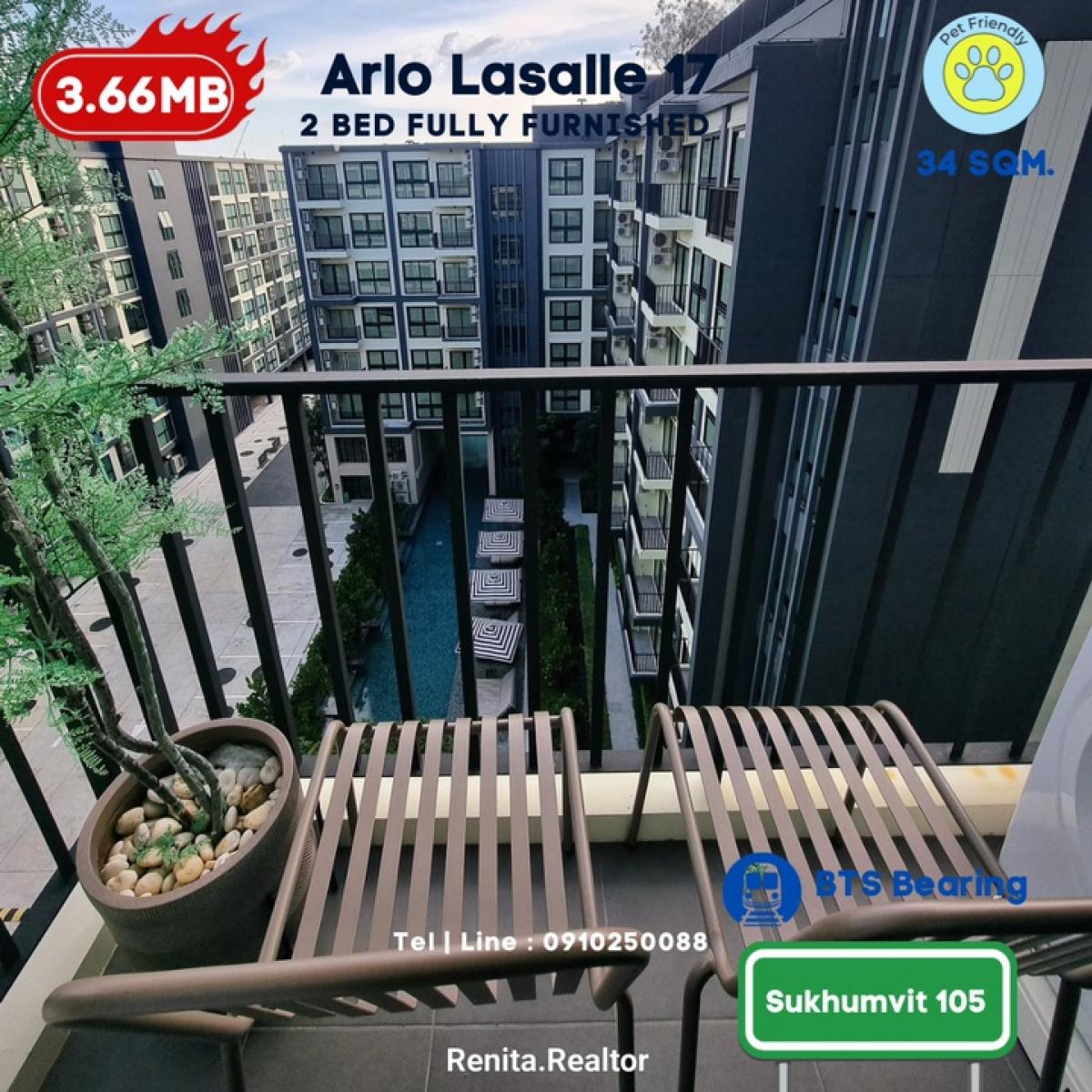 ขายคอนโดบางนา แบริ่ง ลาซาล : ✨ คอนโดมือ 1 ขนาด 44 ตรม. 2 นอน เลี้ยงสัตว์ได้ ใจกลางลาซาล ซ.สุขุมวิท 105  พร้อมอยู่ เริ่มต้นเพียง 3.49 ลบ.