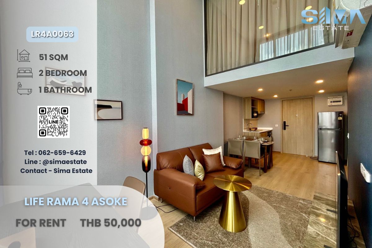 For RentCondoKhlongtoei, Kluaynamthai : For rent ☁️Life Rama 4 Asoke☁️Beautiful room, open view, vacant, ready to move in☀️