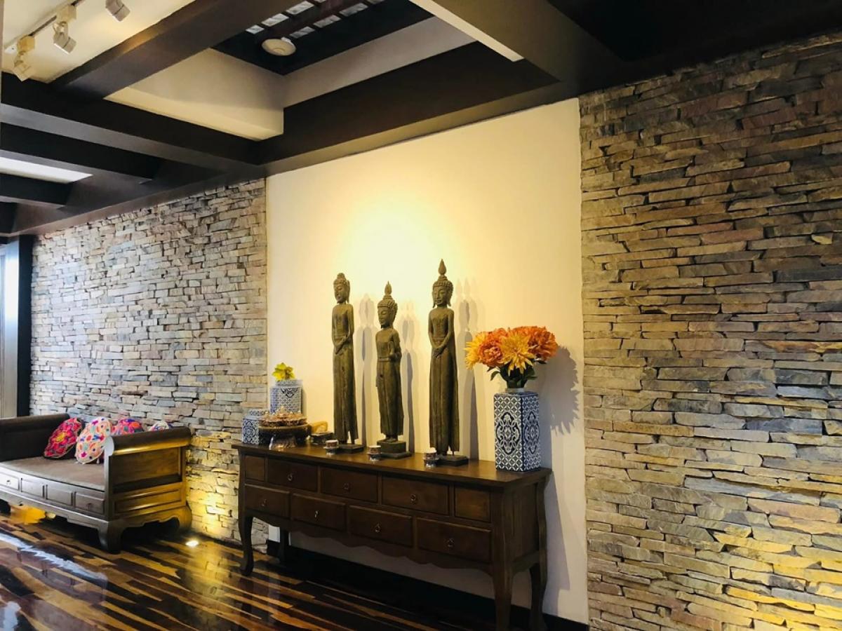 For RentTownhomeRama3 (Riverside),Satupadit : 📢👇Townhouse 4 story at Garden House Rama3, Garden view, peaceful and serene, decorated in Thai Oriental style with real wood flooring, fully furnished