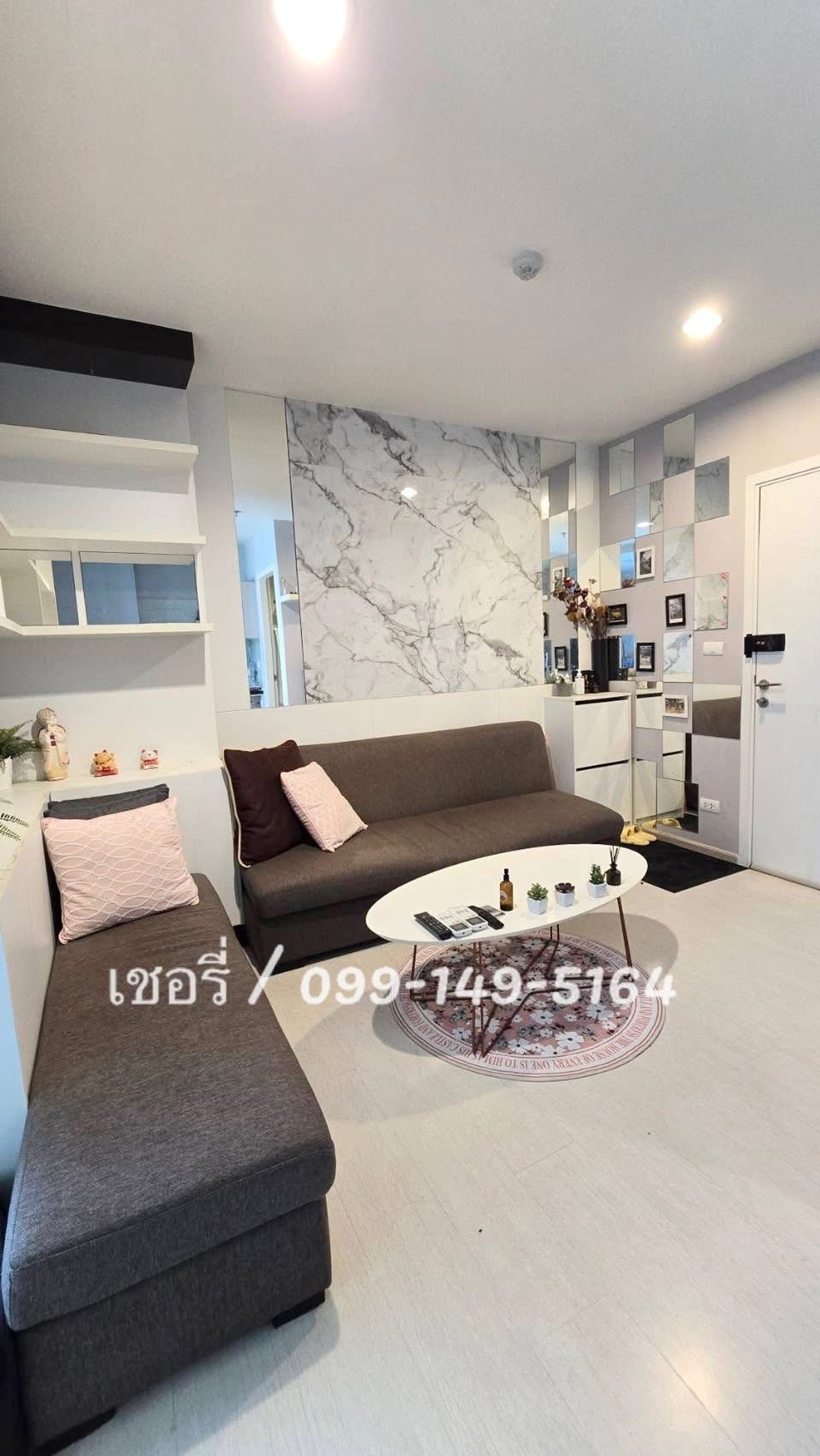 ให้เช่าคอนโดสมุทรปราการ สำโรง : เช่าคอนโด Aspire Erawan ตึกบี ห้องใหญ่  บิ้วอินจัดเต็ม ( One Bed Plus ) พร้อมเฟอร์นิเจอร์ครบๆ ติดBTSเอราวัณ / โทร 099-149-5164