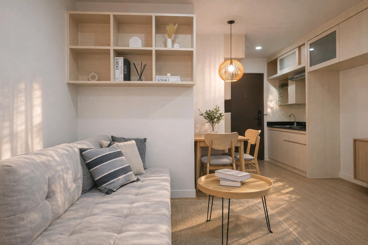 For SaleCondoOnnut, Udomsuk : 🌷Here it is, end of month with the cutest room🌷 Installment starts at only 7,xxx baht🌈Fully furnished, just bring your bags and youre ready to move in🏠