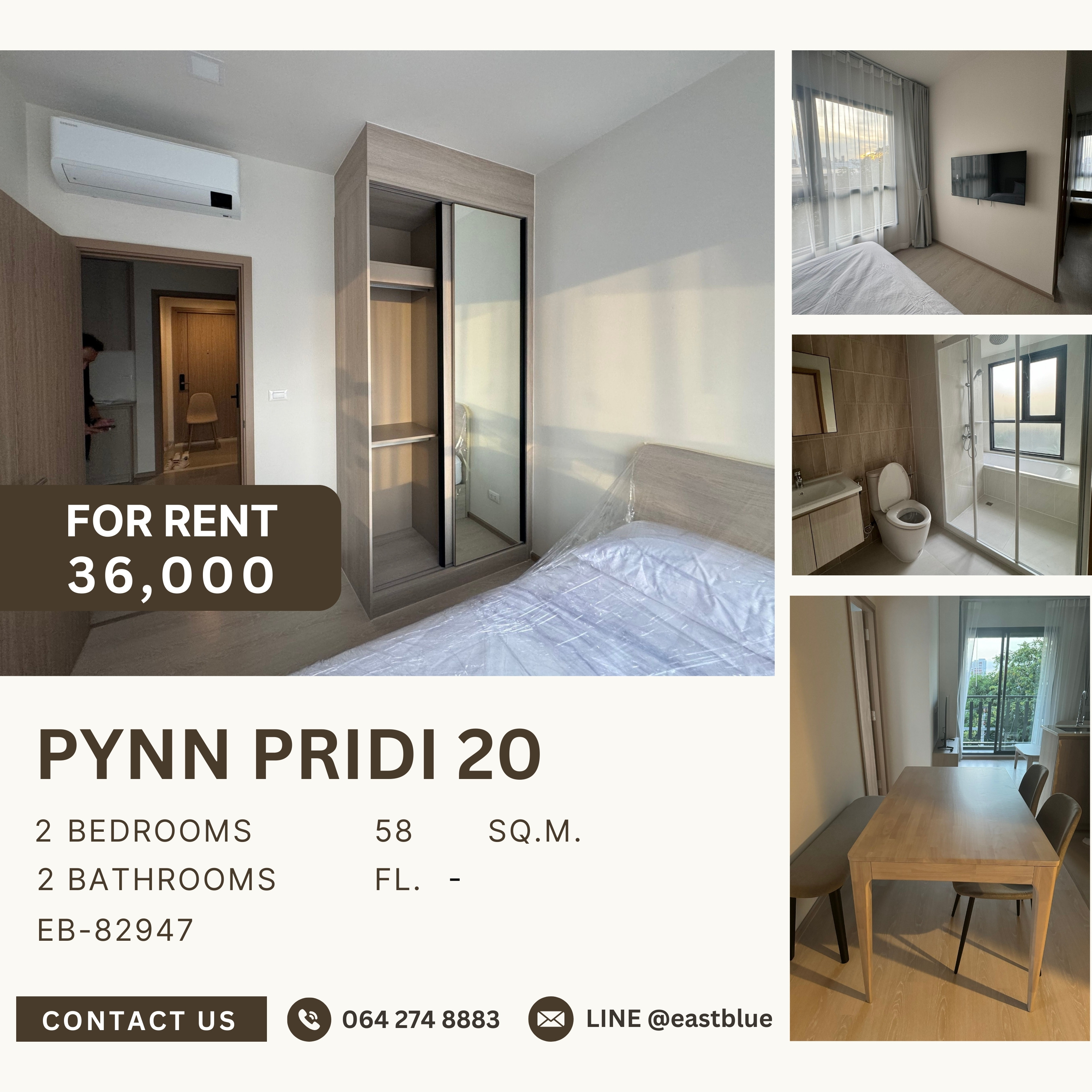 For RentCondoOnnut, Udomsuk : Pynn Pridi 20, 2 bed, 36000 per month