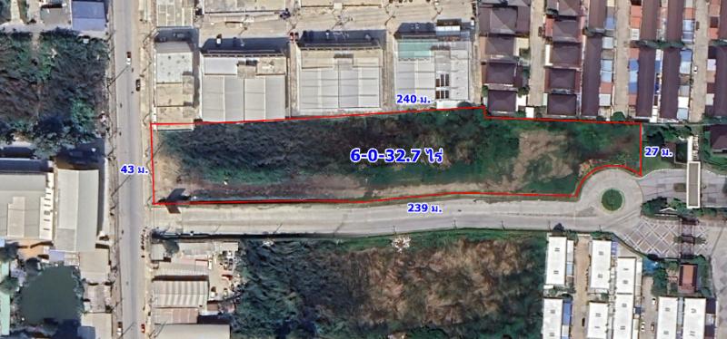 ขายที่ดินสมุทรปราการ สำโรง : ขายที่ดิน 6-0-32.7 ไร่ ผังสีแดง ต.ราชาเทวะ อ.บางพลี สมุทรปรการ
