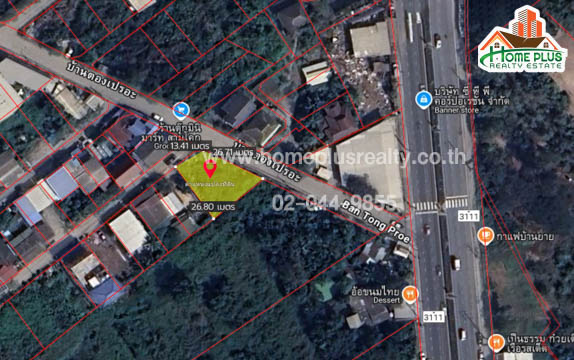 For SaleLandPathum Thani,Rangsit, Thammasat : Land in Soi Suphaphon Village near Makro Pathum Thani branch, Sam Khok District, Pathum Thani, area 133 square wah