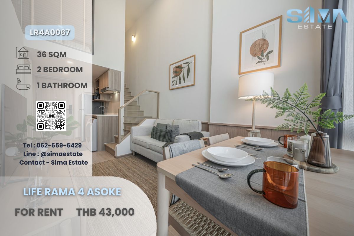 For RentCondoKhlongtoei, Kluaynamthai : For rent ☁️Life Rama 4 Asoke☁️Beautiful room, open view, vacant, ready to move in, negotiable price☀️