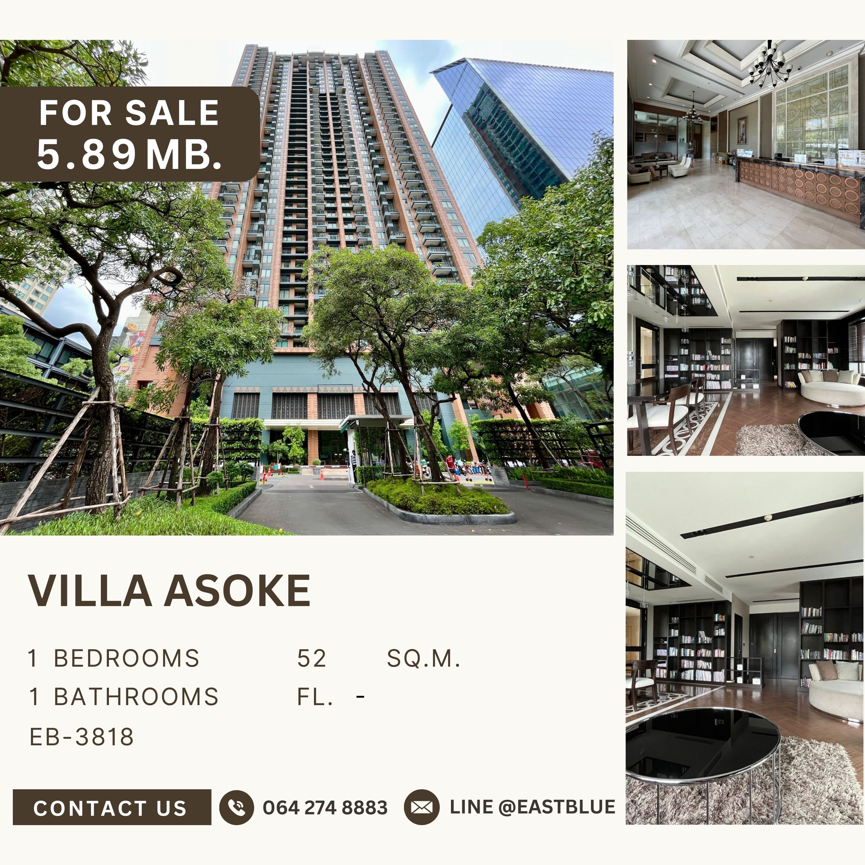 For SaleCondoRama9, Petchburi, RCA : Villa Asoke ห้องราคาดีที่สุดในตึก ชั้นสูง แปลนห้องใหญ่ที่สุด ติด mrt เพชรบุรี ใจกลางอโศก