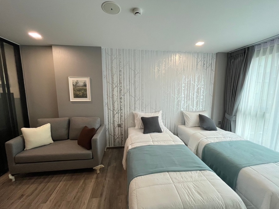 For RentCondoPathum Thani,Rangsit, Thammasat : Condo for rent, Cave Embrio, 1 Bedroom Extra, size 28.60 sq m, 12,000 baht/month, Building B, 4th floor, new room, fully furnished, ready to move in