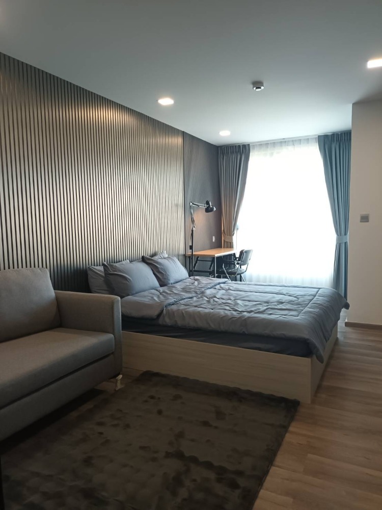 For RentCondoPathum Thani,Rangsit, Thammasat : Condo for rent, Cave Embrio 1 BEDROOM 9,800 baht/month, Building A, 5th floor, room size 25.29 sq m, new room, fully furnished, ready to move in