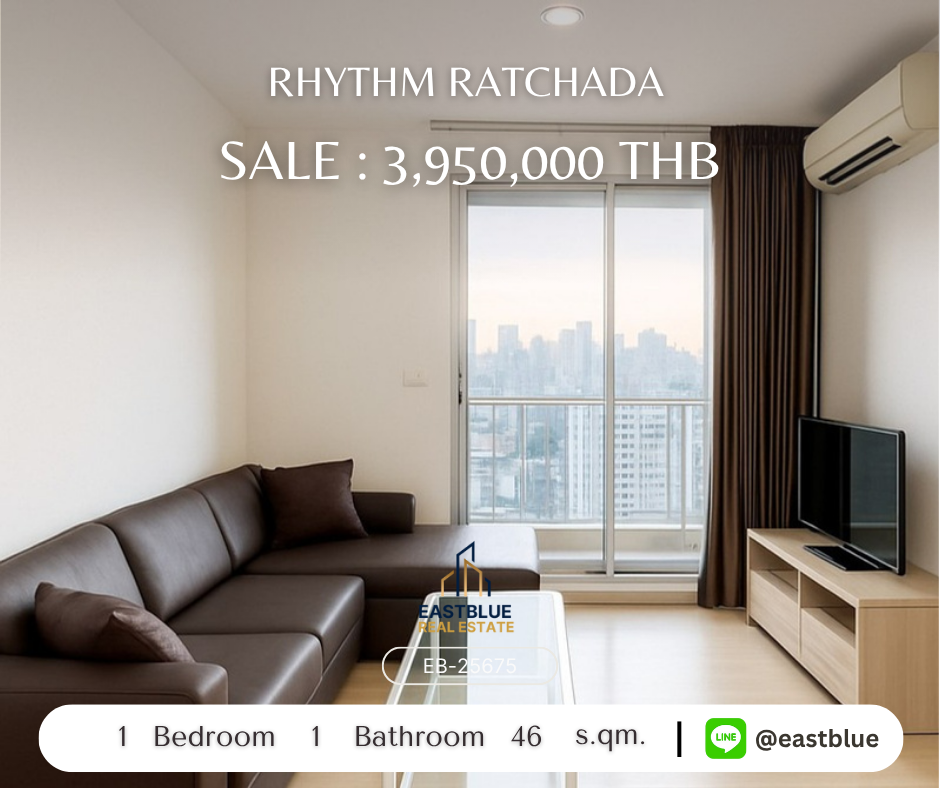 ขายคอนโดรัชดา ห้วยขวาง : 🔥 ขายคอนโดสวย RHYTHM Ratchada ทำเลดี ใกล้ MRT รัชดาภิเษก - ราคาเพียง 3,950,000 บาท! 🔥