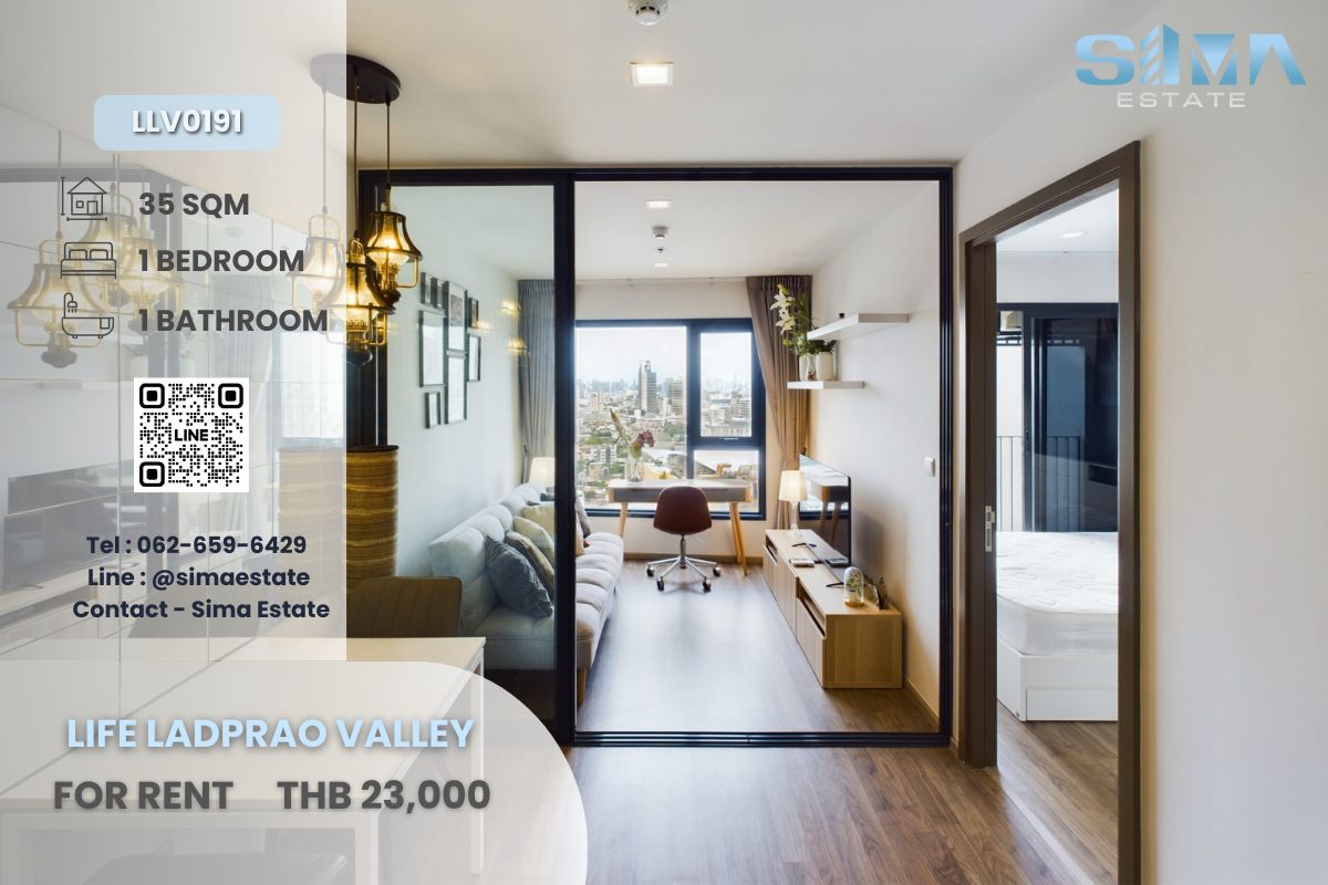 For RentCondoLadprao, Central Ladprao : For rent ☁️Life Ladprao Valley☁️Beautiful room, high floor, very well-proportioned, ready to move in☀️