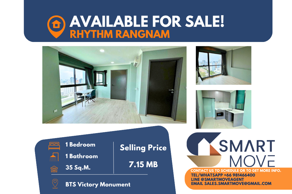 ขายคอนโดราชเทวี พญาไท : 💥💥สำหรับขาย !!💥💥 Code C20240700085......Rhythm Rangnam, 1 ห้องนอน, 1 ห้องน้ำ, ชั้นสูง 21+, ตกแต่งบางส่วน, ราคาพิเศษ!!📢📢