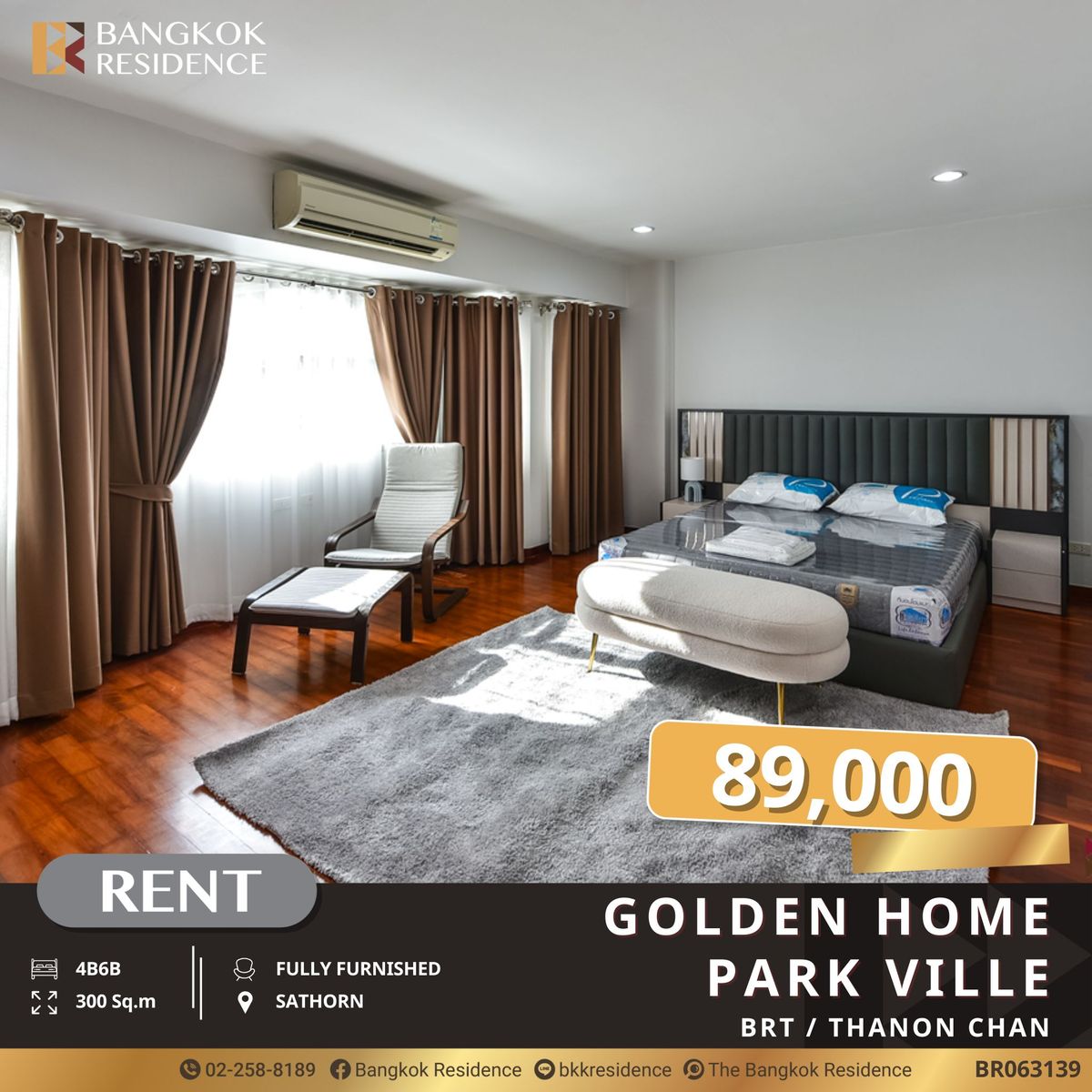 For RentTownhomeSathorn, Narathiwat : Golden Home Park Ville, Luxury Townhome in Prime Business Location near BRT Thanon Chan
