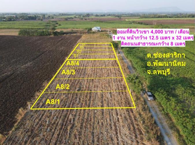 For SaleLandLop Buri : Lopburi Land Savings: With 4,000 baht per month, you can have your own land with a mountain view (A8)