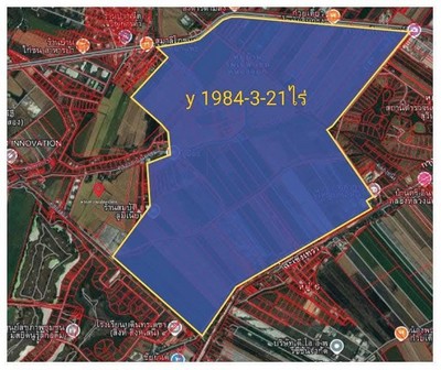 For SaleLandMin Buri, Romklao : Land for sale on Suwinthawong Road, area 2,000 rai, selling price 3.5 million per rai, Min Buri, Min Buri, Bangkok