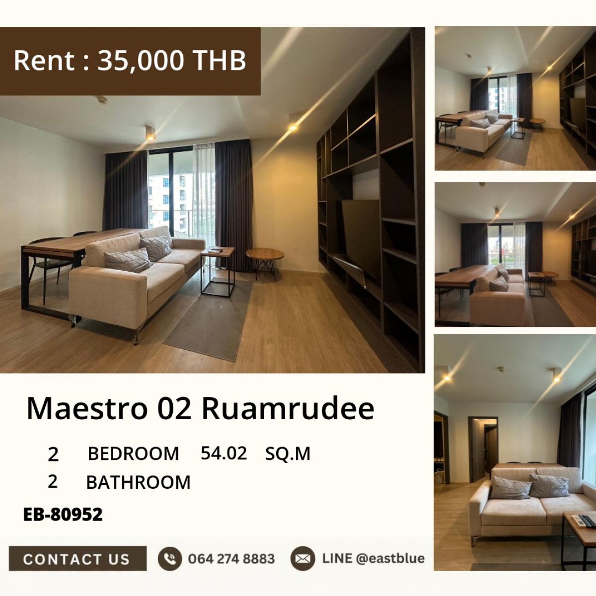 For RentCondoWitthayu, Chidlom, Langsuan, Ploenchit : 22/03/2026, Chill in the city center! Maestro 02 Ruamrudee 2 bedrooms 35,000 THB/month
Close to BTS Phloen Chit, with a complete swimming pool and fitness! 0642748883