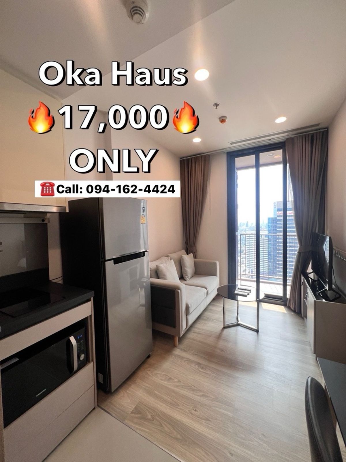 ให้เช่าคอนโดสุขุมวิท อโศก ทองหล่อ : FOR RENT!! Oka Haus 🔥17,000🔥,, โอกะ เฮ้าส์ สุขุมวิท 36 1 Bedroom High floor 📲Tel/Line: 094-162-4424