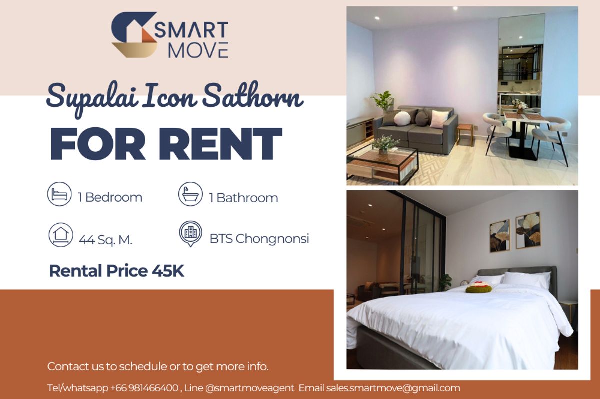ให้เช่าคอนโดสาทร นราธิวาส : 💥สำหรับเช่า !! ห้องหายาก!!!!💥 Code C20250100010..........Supalai Icon Sathorn, 1 ห้องนอน, 1 ห้องน้ำ, ชั้นสูง 21+, แต่งครบ, พร้อมเข้าอยู่📢📢