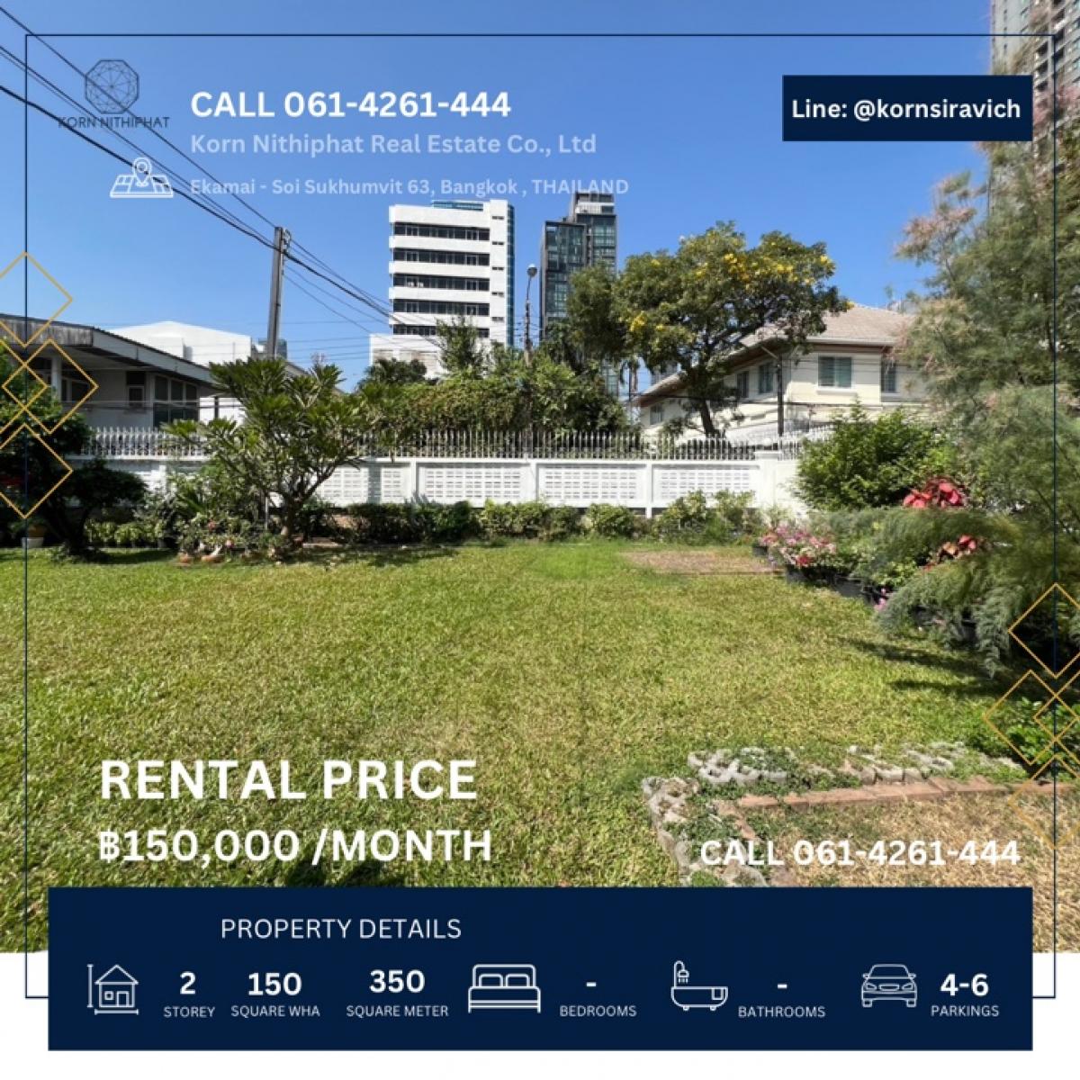 For RentRetail SpaceOnnut, Udomsuk : Rent a 2 -story house, 150 square meters, Soi Ekkamai Sukhumvit 63, Bangkok, can do a renovated business