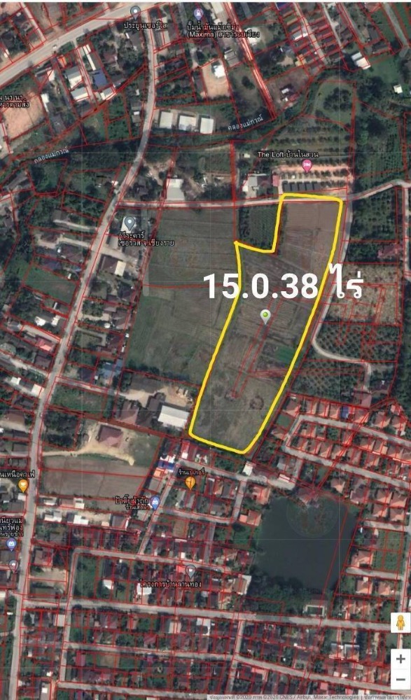 For SaleLandChiang Rai : Land for sale in Muang Chiang Rai District, 2-sided road access, 230 meters long