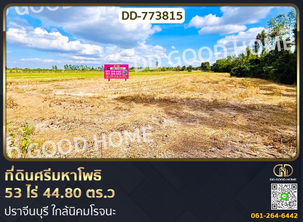 For SaleLandPrachin Buri : Sri Maha Phot land 53 rai 44.80 sq w, Prachinburi, near Rojana Industrial Estate