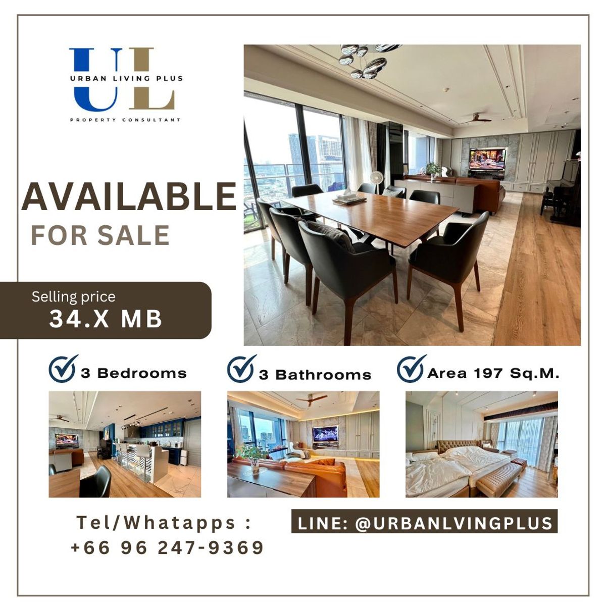 ขายคอนโดสาทร นราธิวาส : ( U20241120200 ) Tel/Line 096-2479369 , ขาย เดอะเมท สาทร , 3 ห้องนอน, 3 ห้องน้ำ, 1 ห้องแม่บ้าน , ชั้นสูง, แต่งครบ, พร้อมอยู่ , ราคาพิเศษ!! ✨✨