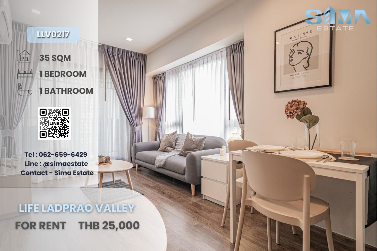 For RentCondoLadprao, Central Ladprao : For rent ☁️Life Ladprao Valley☁️Beautiful room, very good price, well decorated, high floor, ready to move in☀️