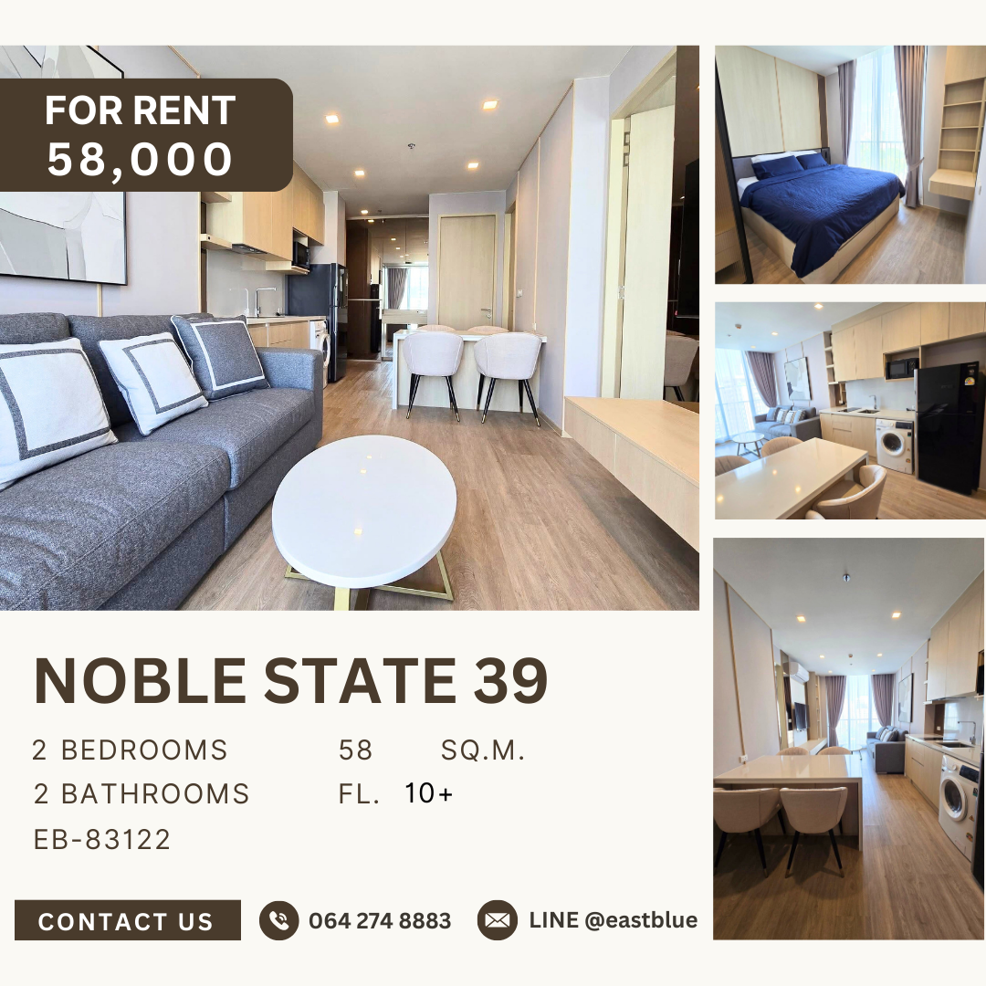 For RentCondoSukhumvit, Asoke, Thonglor : NOBLE STATE 39, 2 bed, 58000 per month