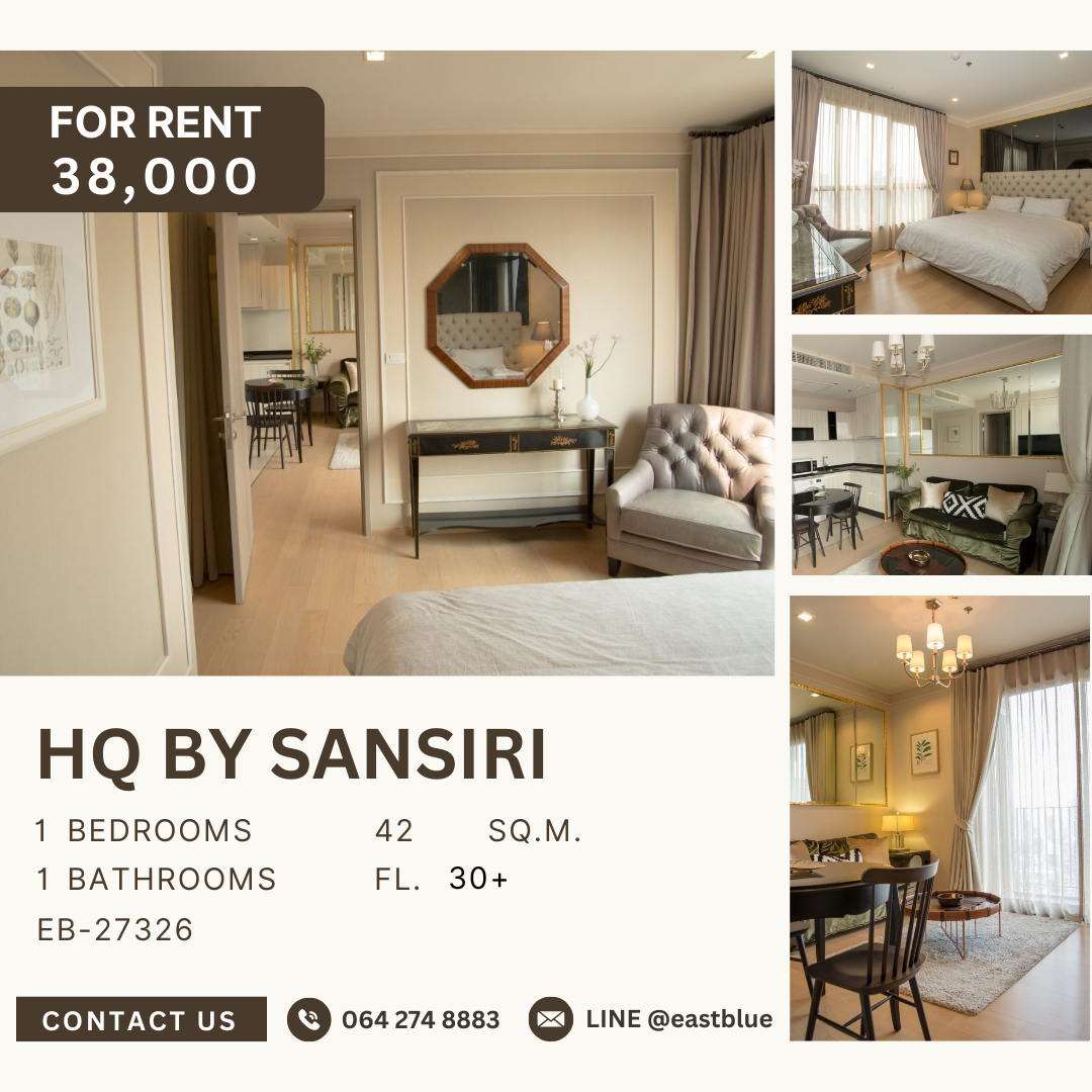 For RentCondoSukhumvit, Asoke, Thonglor : HQ By Sansiri, 1 bed, 38000 per month