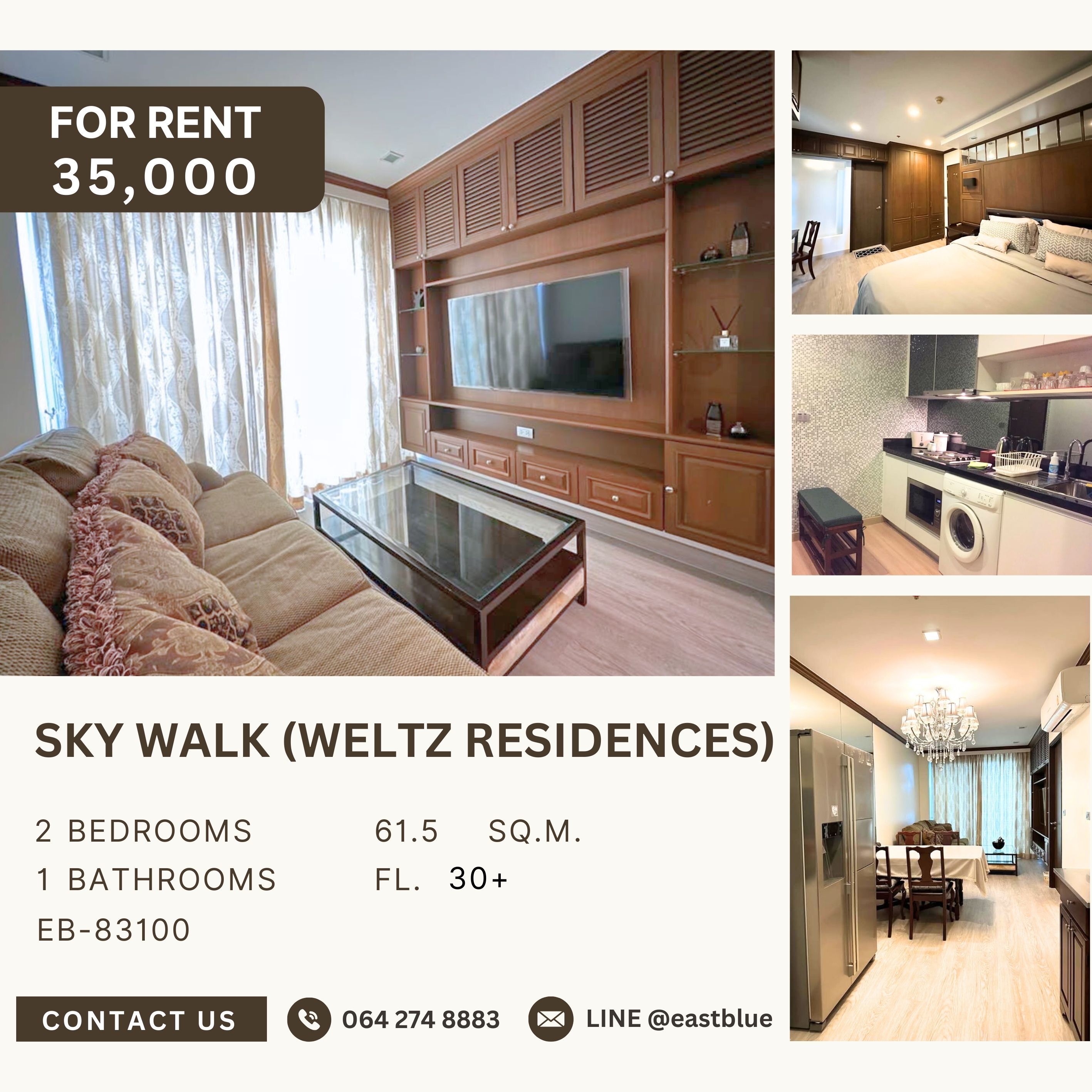 For RentCondoOnnut, Udomsuk : Sky Walk (Weltz Residences), 2 bed, 35000 per month