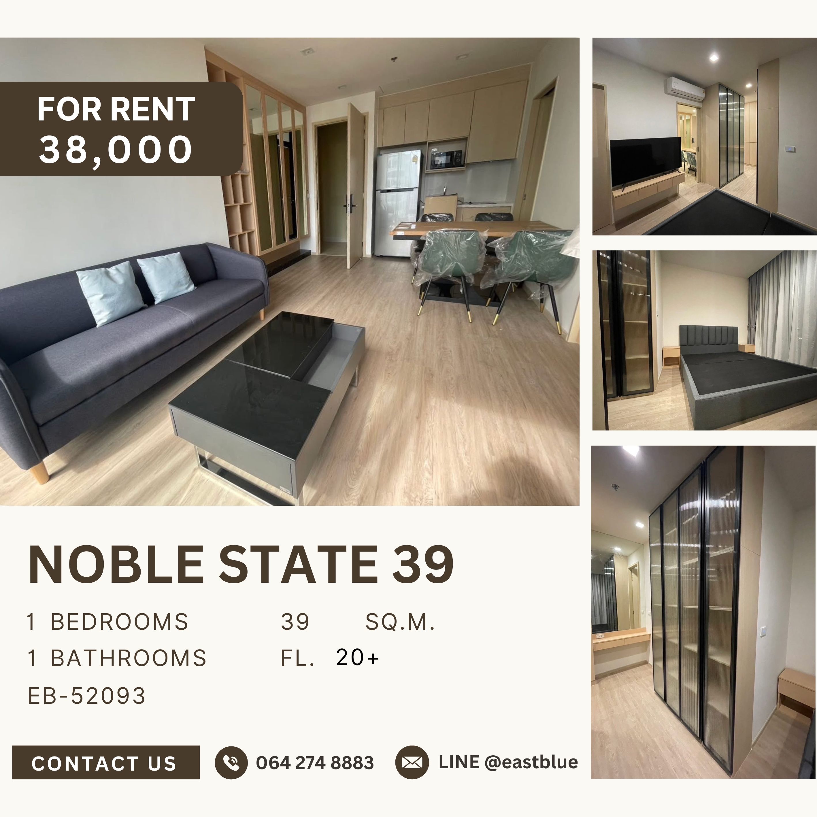 For RentCondoSukhumvit, Asoke, Thonglor : NOBLE STATE 39, 1 bed, 38000 per month