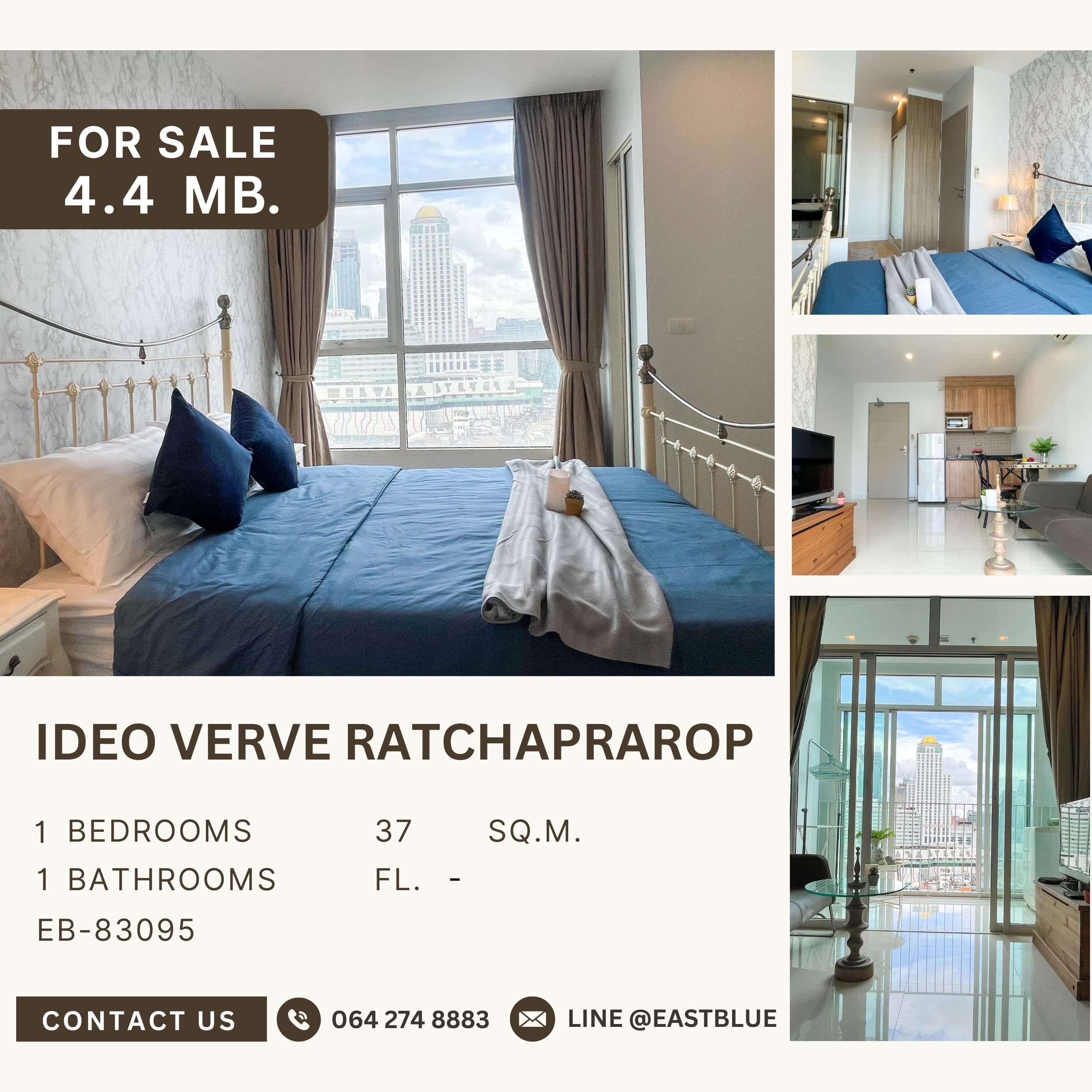 ขายคอนโดราชเทวี พญาไท : Ideo Verve Ratchaprarop ขายพร้อมผู้เช่า ชั้นสูงวิวเมือง ราคาดี เหมาะแก่การลงทุน