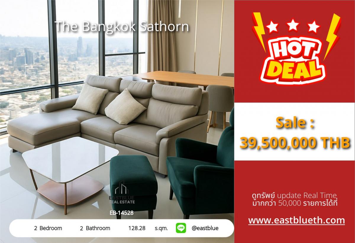 For SaleCondoSathorn, Narathiwat : The Bangkok Sathorn: Luxury 2-bedroom condo near BTS SurasakFor sale at 39.5 million THB, or rent for just 120,000 THB/month, complete with full facilities!