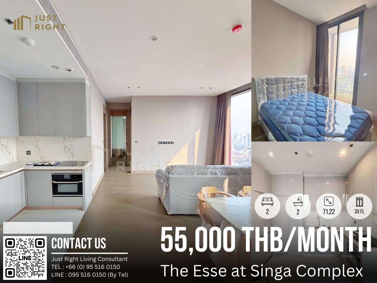 For RentCondoRama9, Petchburi, RCA : The Esse at Singha Complex 2 bedrooms 2 bathrooms 71.22 sq.m. 3x Floor, High floor Special only 55,000/m 1 year contract