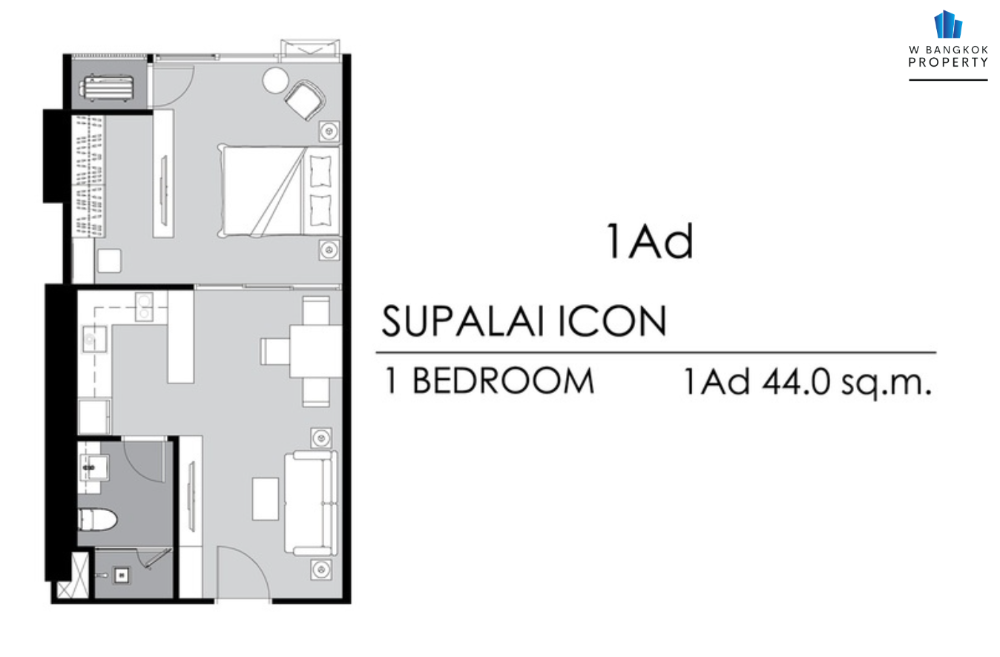 For RentCondoSathorn, Narathiwat : Condo for rent Supalai Icon Sathorn 1-Bed 1-Bath 44 sq m. High floor, good view, luxuriously decorated, ready to move in