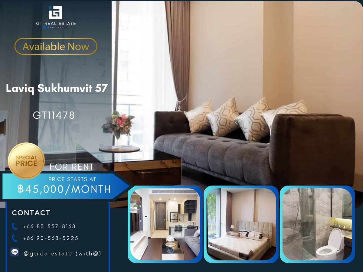 ให้เช่าคอนโดสุขุมวิท อโศก ทองหล่อ : คอนโด LAVIQ Sukhumvit 57 ห้องสวย เฟอร์นิเจอร์ครบ พร้อมเช่าอยู่