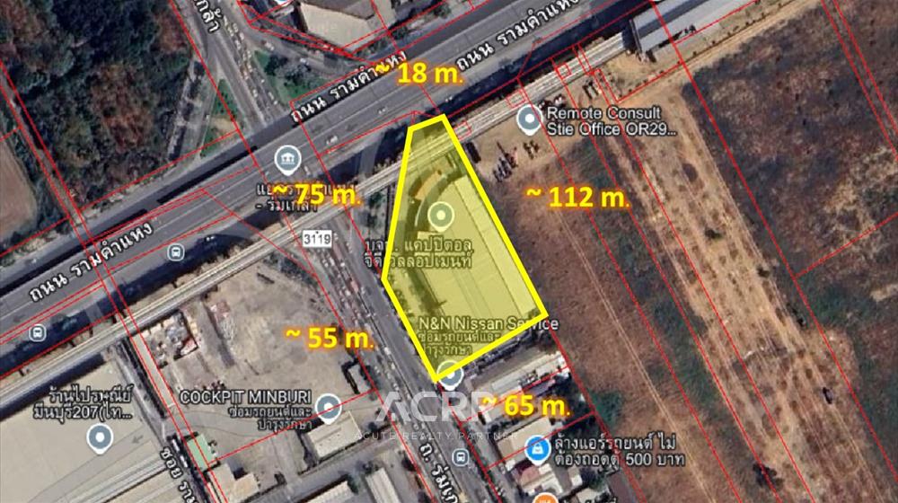 For SaleLandMin Buri, Romklao : Land for Sale Ramkhamhaeng-Romklao Intersection 3-3-59 Rai Next to Romklao Intersection BTS Station.