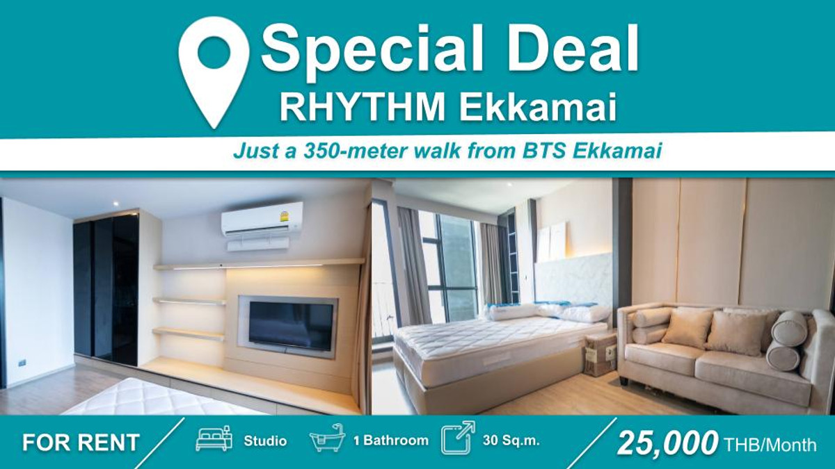 For RentCondoSukhumvit, Asoke, Thonglor : (FOR RENT) RHYTHM Ekkamai I Studio, Fully Furnished & Equipped. Near 🚆BTS Ekkamai																									