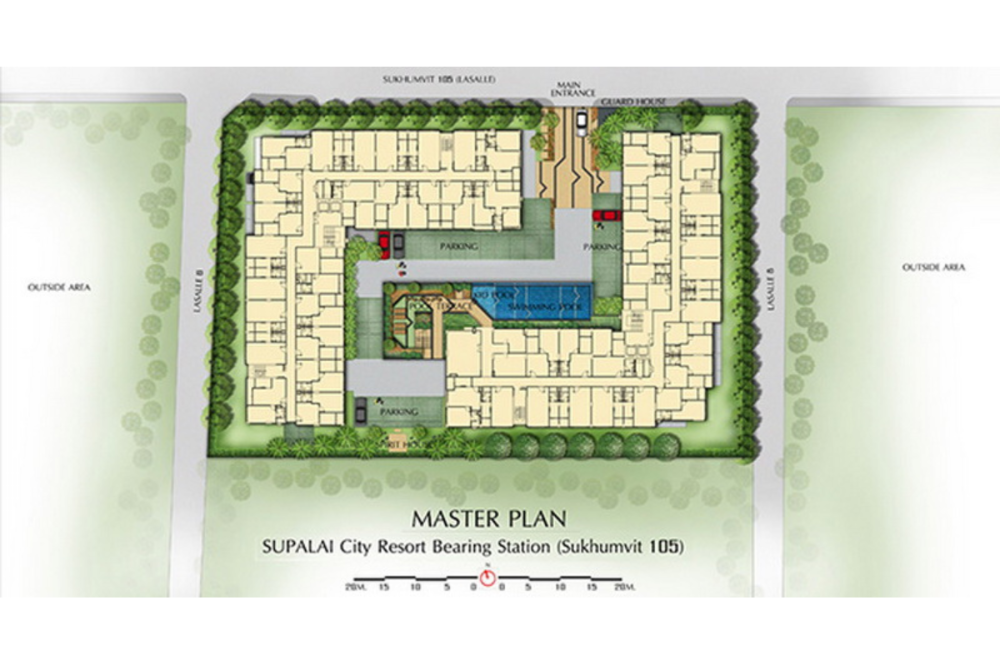 For SaleCondoBangna, Bearing, Lasalle : Selling below cost appraisal, Supalai City Resort Bearing Station, Sukhumvit 105, corner room, ready to move in