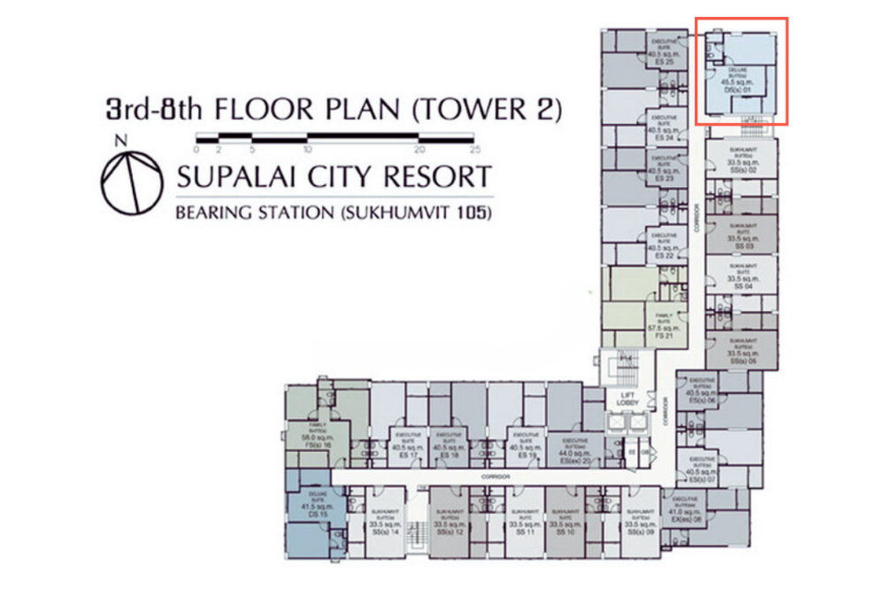 For SaleCondoBangna, Bearing, Lasalle : Selling below cost appraisal, Supalai City Resort Bearing Station, Sukhumvit 105, corner room, ready to move in