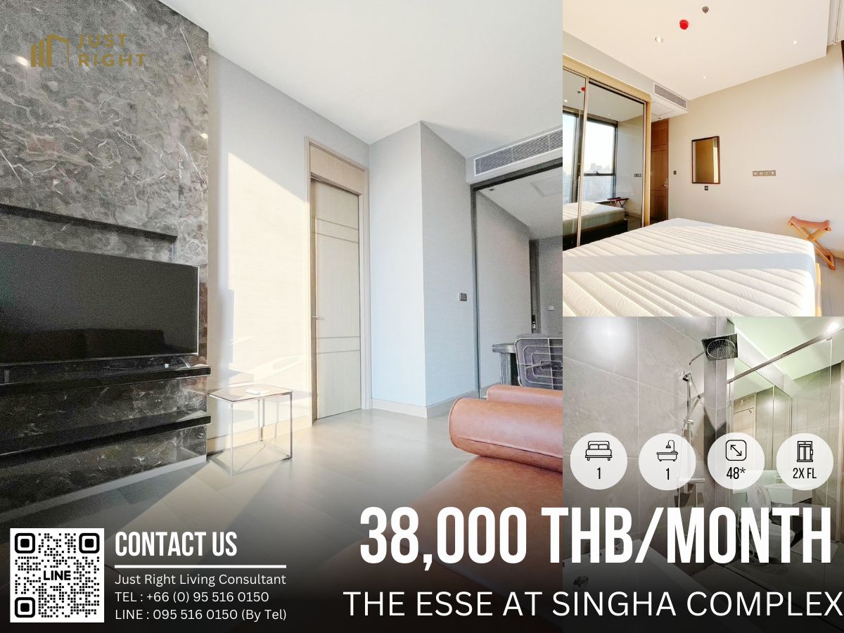 For RentCondoRama9, Petchburi, RCA : For Rent 1 bedroom for rent, 1 bathroom, 47.75 sq.m., floor 2x the esse at Singha Complex, full of 38,000 baht/month, only 1 year.