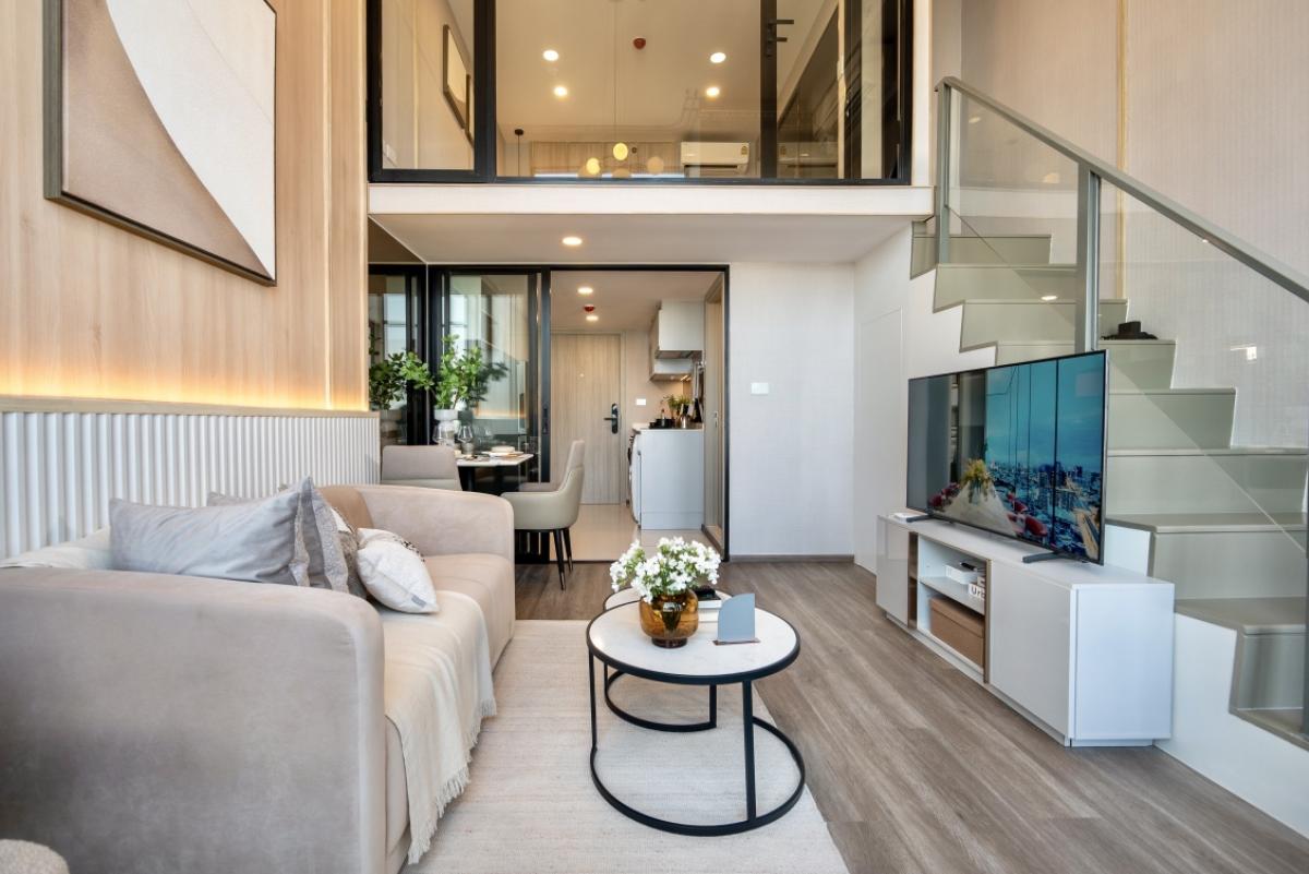For SaleCondoKasetsart, Ratchayothin : 📍 So Origin Kaset Interchange (new room ready to move in) 4.2 m high ceiling, Duplex 1 bedroom, size 37 sq m, the best view of the project on the City View side 🔥Only 2 rooms left🔥