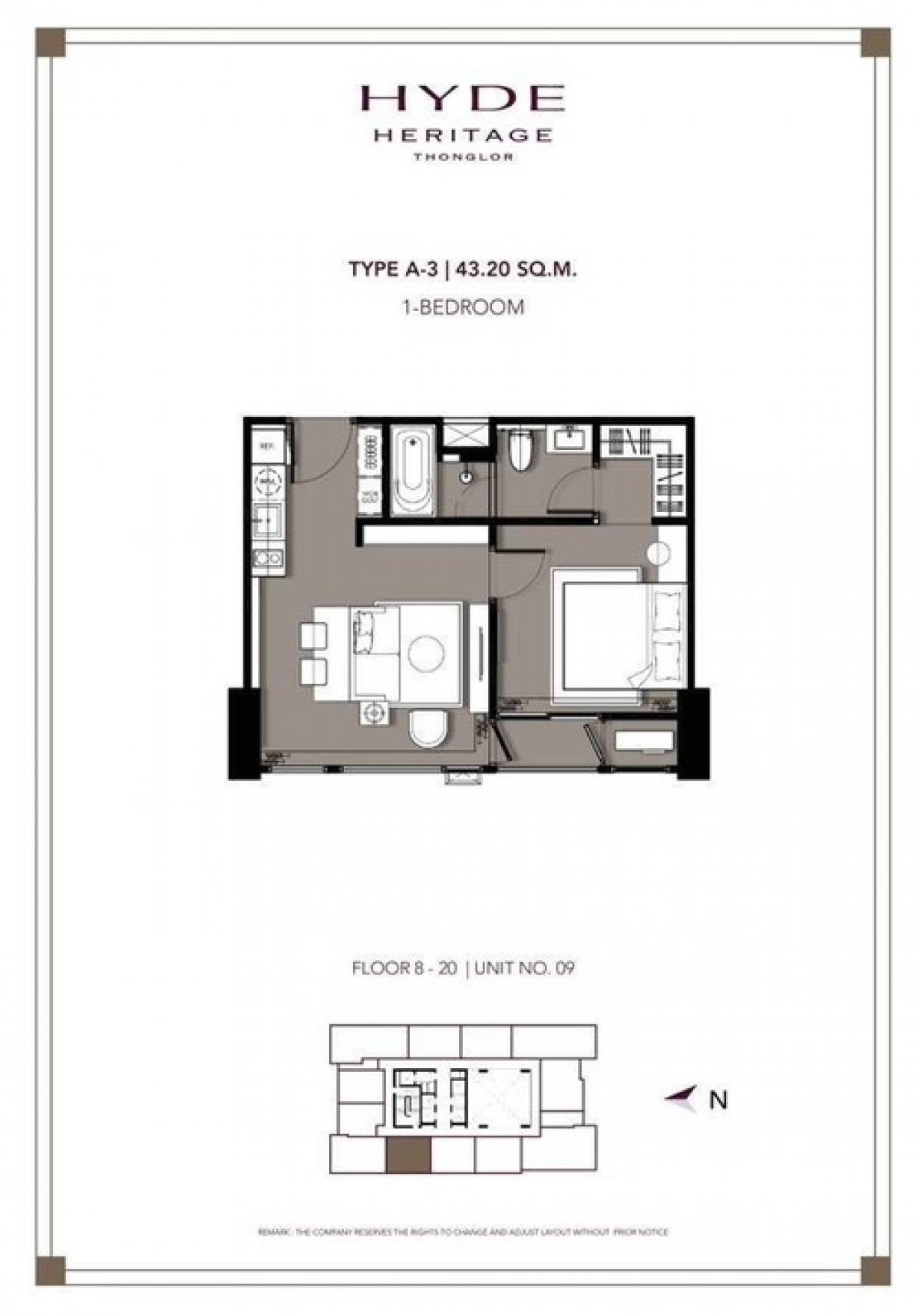 For SaleCondoSukhumvit, Asoke, Thonglor : For sale: HYDE Heritage Thonglor, size 43.52 Sq.m, 1 bed, 1 bath, only 13.5 MB, contact 086-795-9997 (Jimmy)