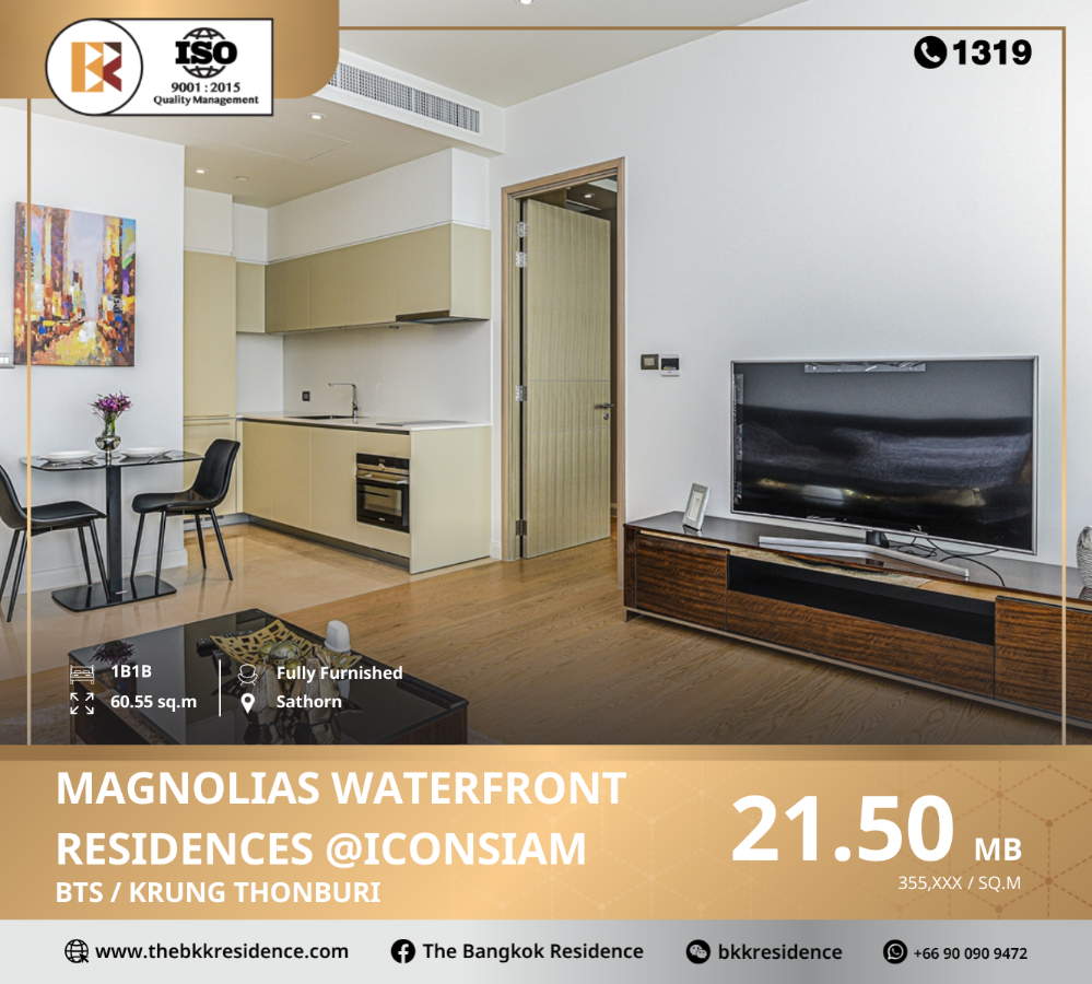 For SaleCondoWongwianyai, Charoennakor : Magnolias Waterfront Residences @ICONSIAM - Riverside Condo Adjacent to ICONSIAM