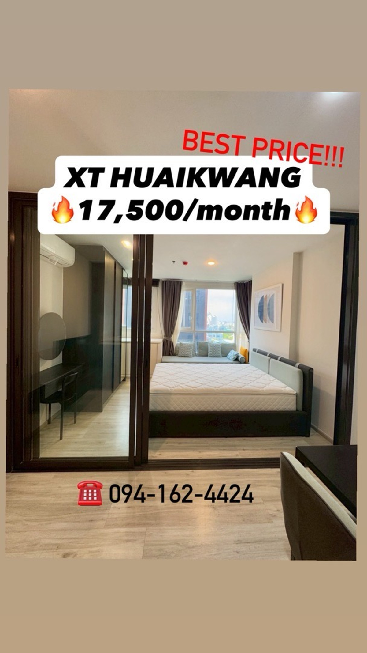 For RentCondoRatchadapisek, Huaikwang, Suttisan : XT HUAIKWANG XT Huai Khwang 16,000 baht, next to MRT Huai Khwang, most convenient travel!!!! ☎️Tel/Line: 094-162-4424