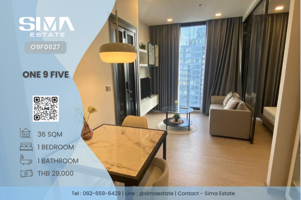 For RentCondoRama9, Petchburi, RCA : For rent ☁️One 9 Five☁️High floor room, well decorated, ready to move in☀️