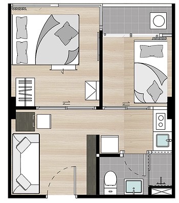 For RentCondoKasetsart, Ratchayothin : For rent at Notting Hill Phahol - Kaset (Notting Hill Phahon - Kaset) 🚝 Near BTS Bang Bua 🏫 Walk to study at Sripatum University ▫️1 bedroom ▫️1 work room ▫️1 kitchen ▫️1 bathroom ▫️Size 35 sq m. ▫️5th floor, swimming pool view ✨Clearly divided rooms