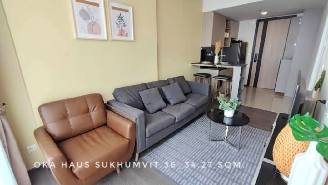 ขายคอนโดสุขุมวิท อโศก ทองหล่อ : ขายห้องวิวแม่น้ำ 1 ห้องนอนพร้อมเฟอร์ Oka Haus Sukhumvit 36 ใกล้เอ็มโพเรียม BTSทองหล่อ