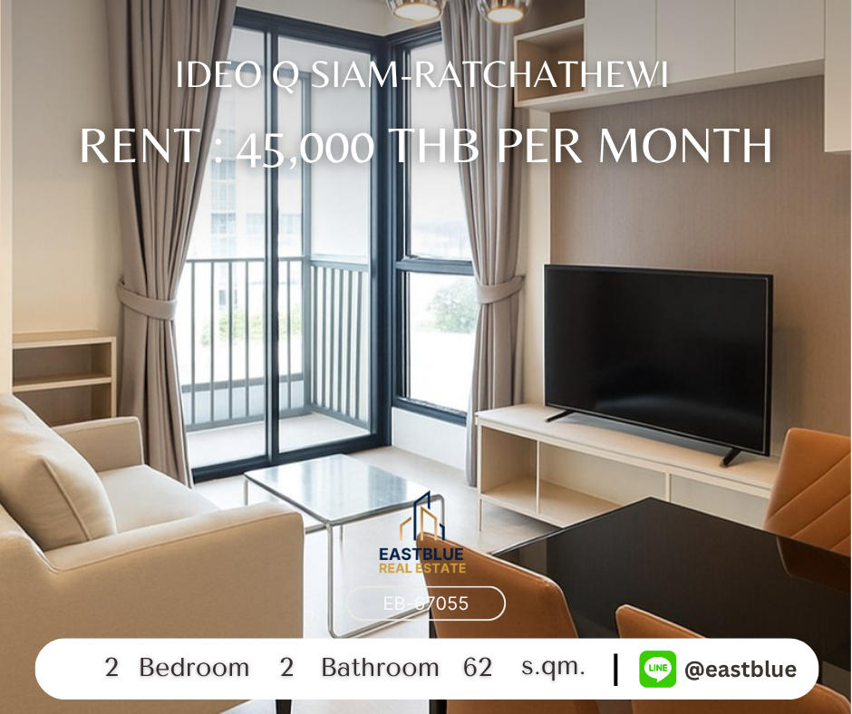 For RentCondoRatchathewi,Phayathai : ให้เช่าคอนโดหรูใจกลางเมือง Ideo Q Siam-Ratchathewi ห้องสวยพร้อมอยู่ ราคาเพียง 45,000 บาทต่อเดือน!